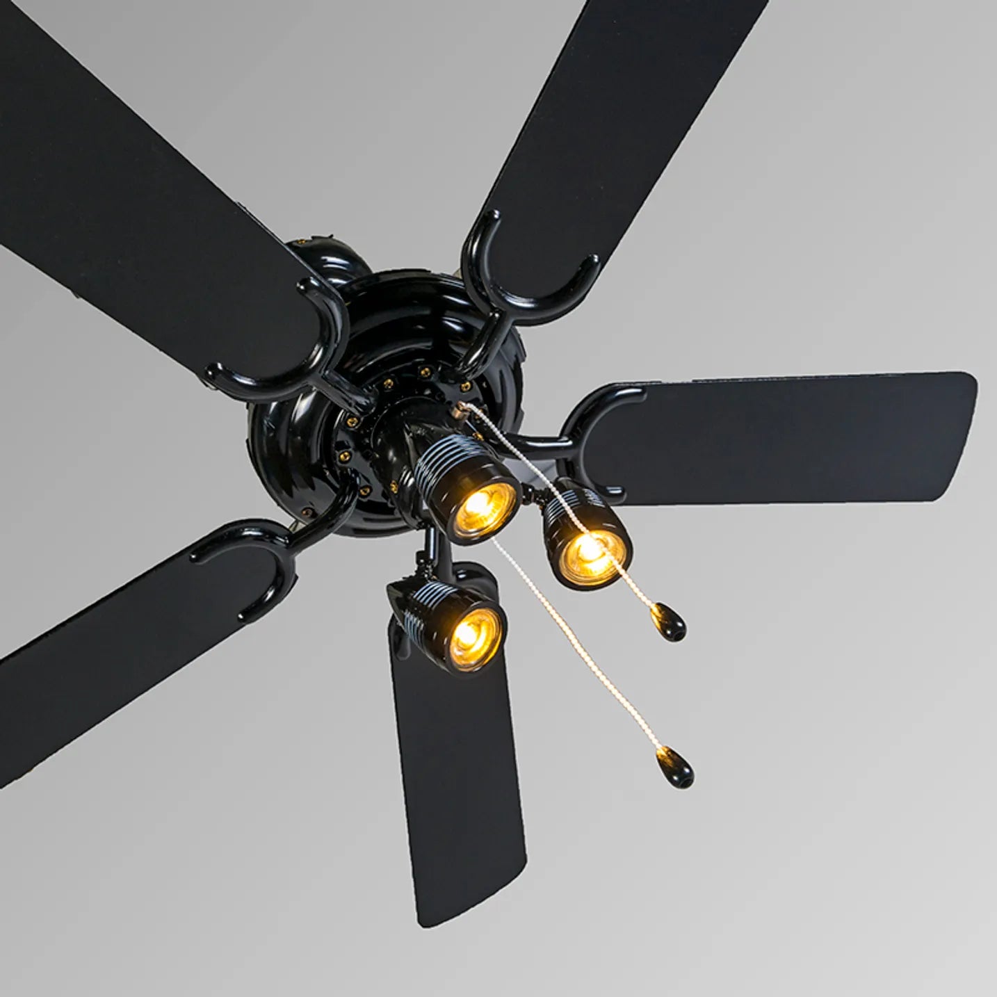 Mistral Ceiling Fan- Black 3Lts with Pull Cord