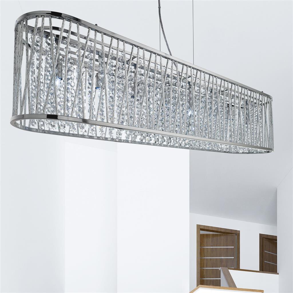 Elise 8Lt Kitchen Light - Chrome Metal & Clear Crystal