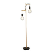 Woody 2Lt Floor Lamp - Natural Wood & Black Metal E27