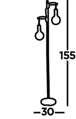 Woody 2Lt Floor Lamp - Natural Wood & Black Metal E27