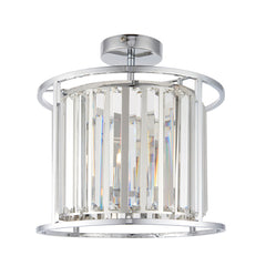 Hamlet 3Lt Semi Flush Bathroom Centre Ceiling Light IP44 - Chrome & Crystals