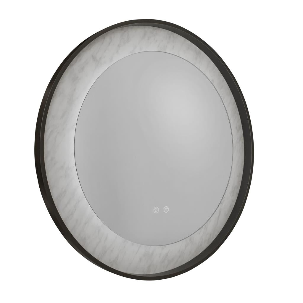 Luxo LED Mirror, Gold/ Black Metal with Marble Effect