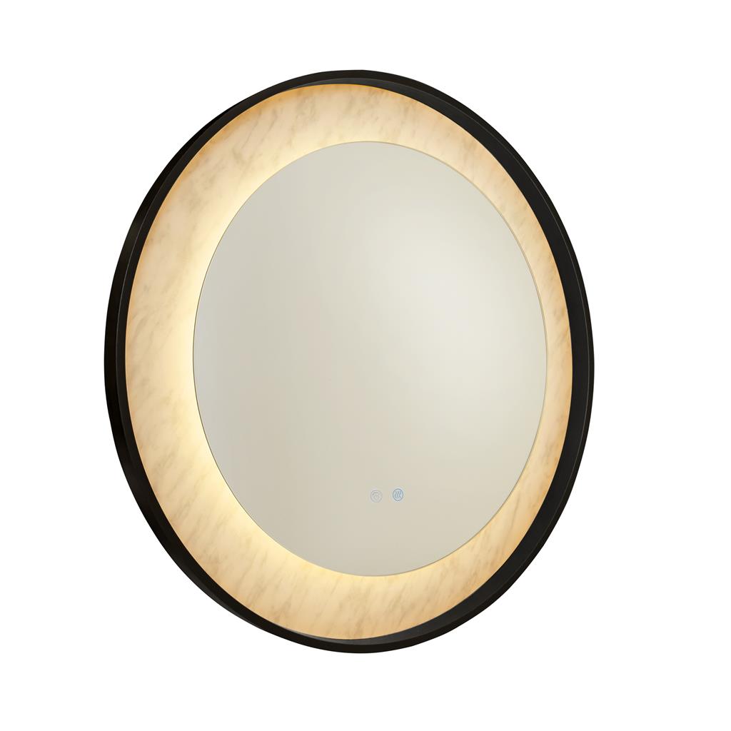Luxo LED Mirror, Gold/ Black Metal with Marble Effect