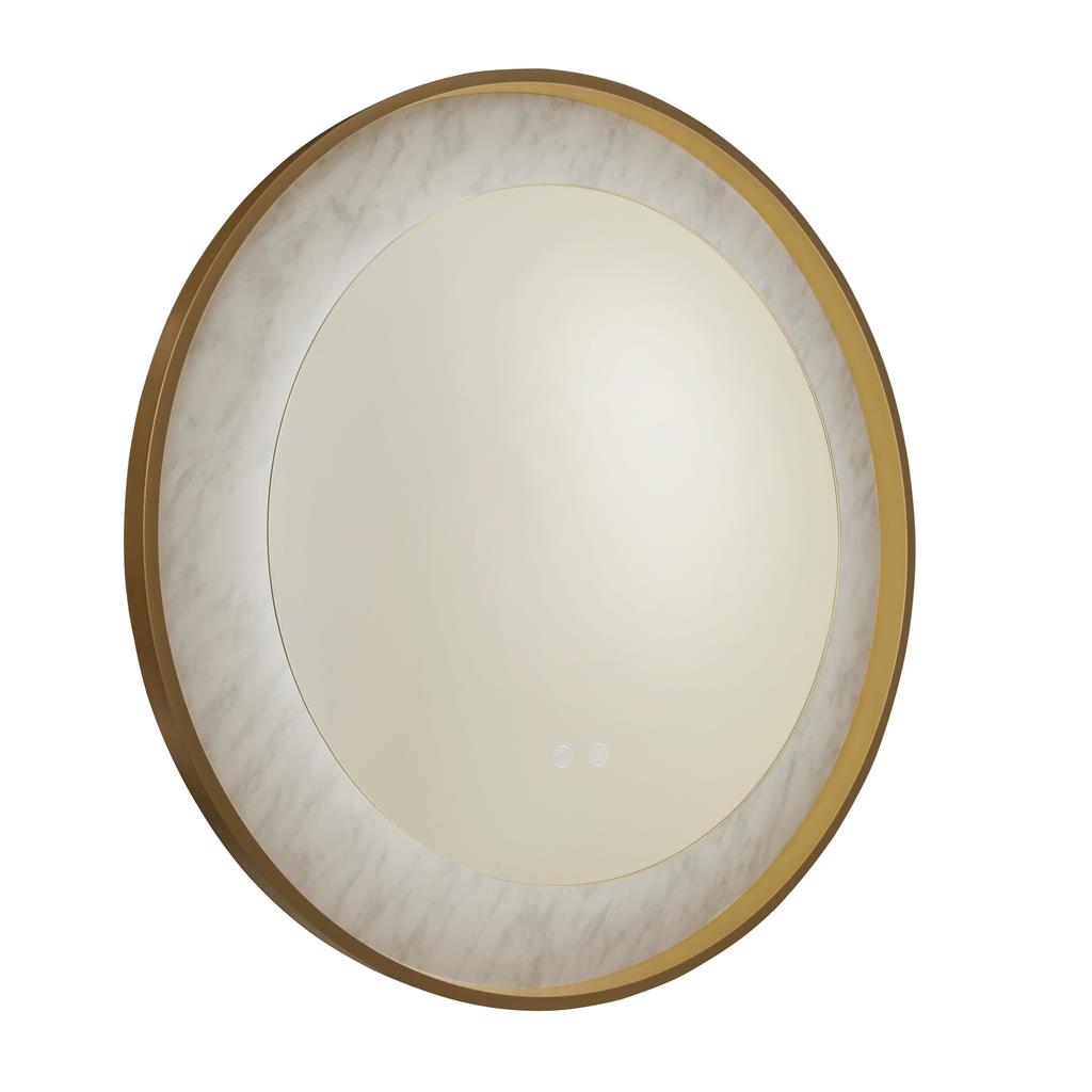 Luxo LED Mirror, Gold/ Black Metal with Marble Effect