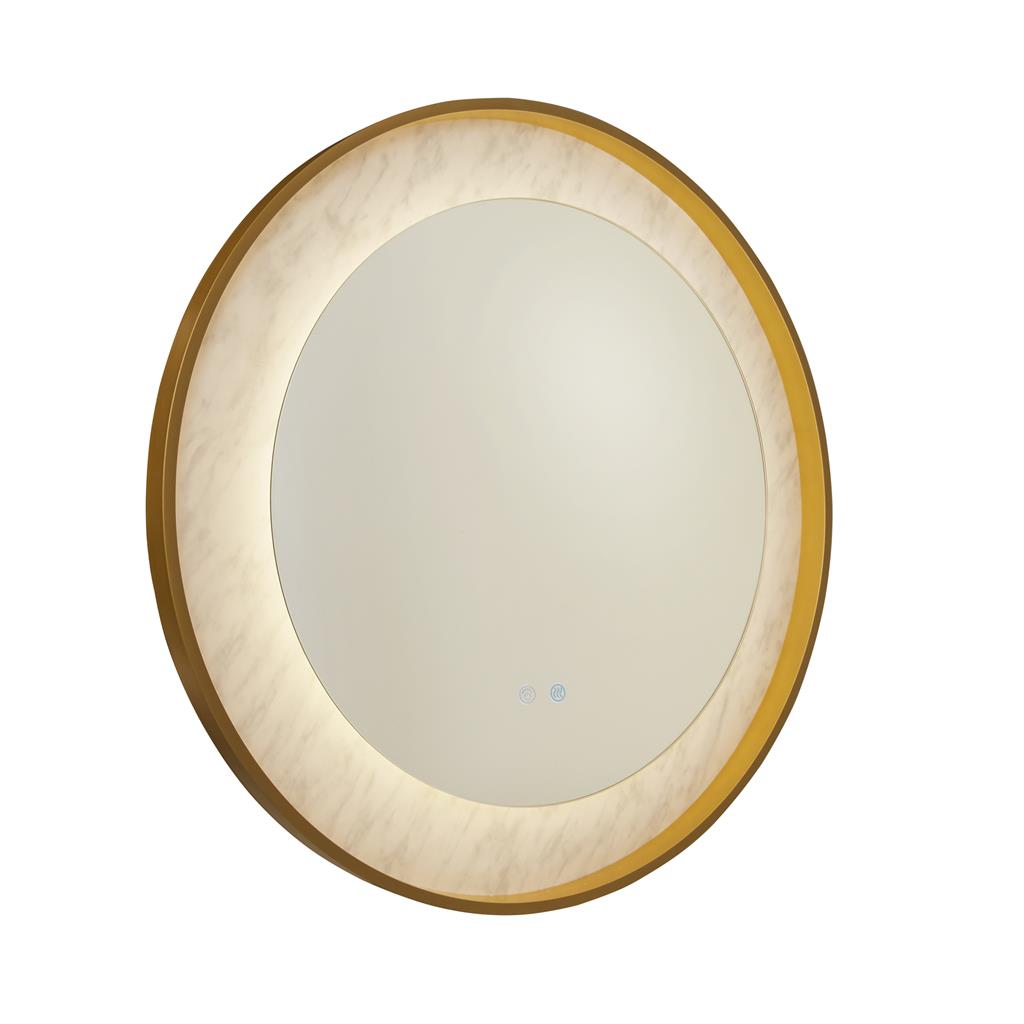 Luxo LED Mirror, Gold/ Black Metal with Marble Effect