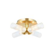 Crete 4lt Semi Flush Bathroom Ceiling Light IP44 - Satin Brass