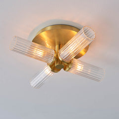 Crete 4lt Semi Flush Bathroom Ceiling Light IP44 - Satin Brass