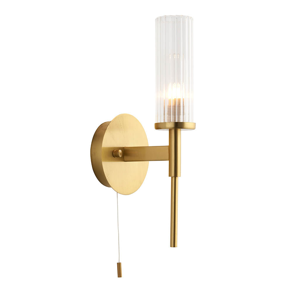 Dibella 1Lt Bathroom Wall Light IP44 - Satin Brass