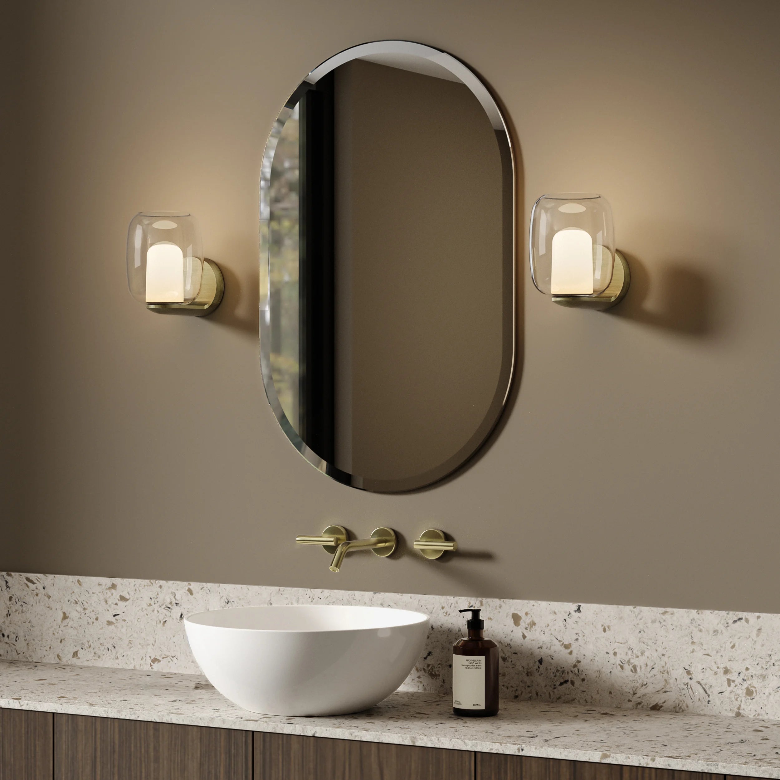 Aquina Bathroom Wall Light IP44- Matt Brushed Brass