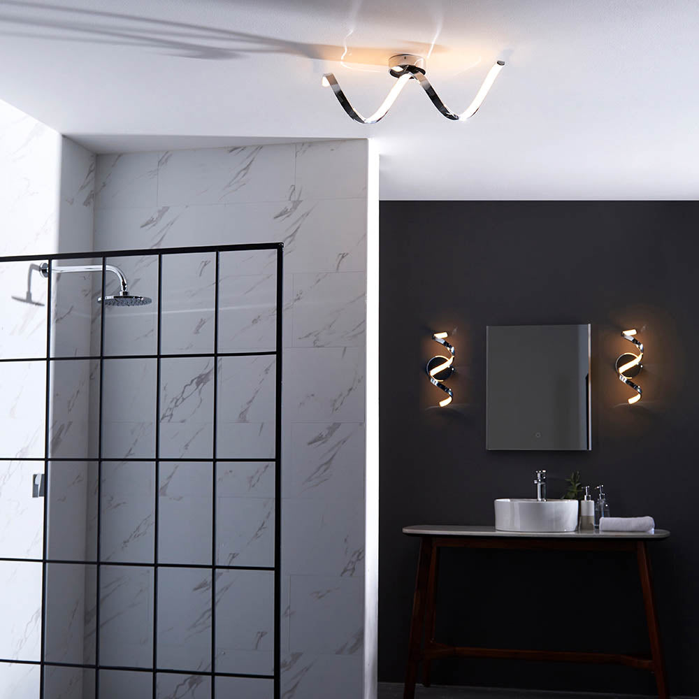 Hydro Semi-Flush LED Bathroom Ceiling Light IP44 - Chrome