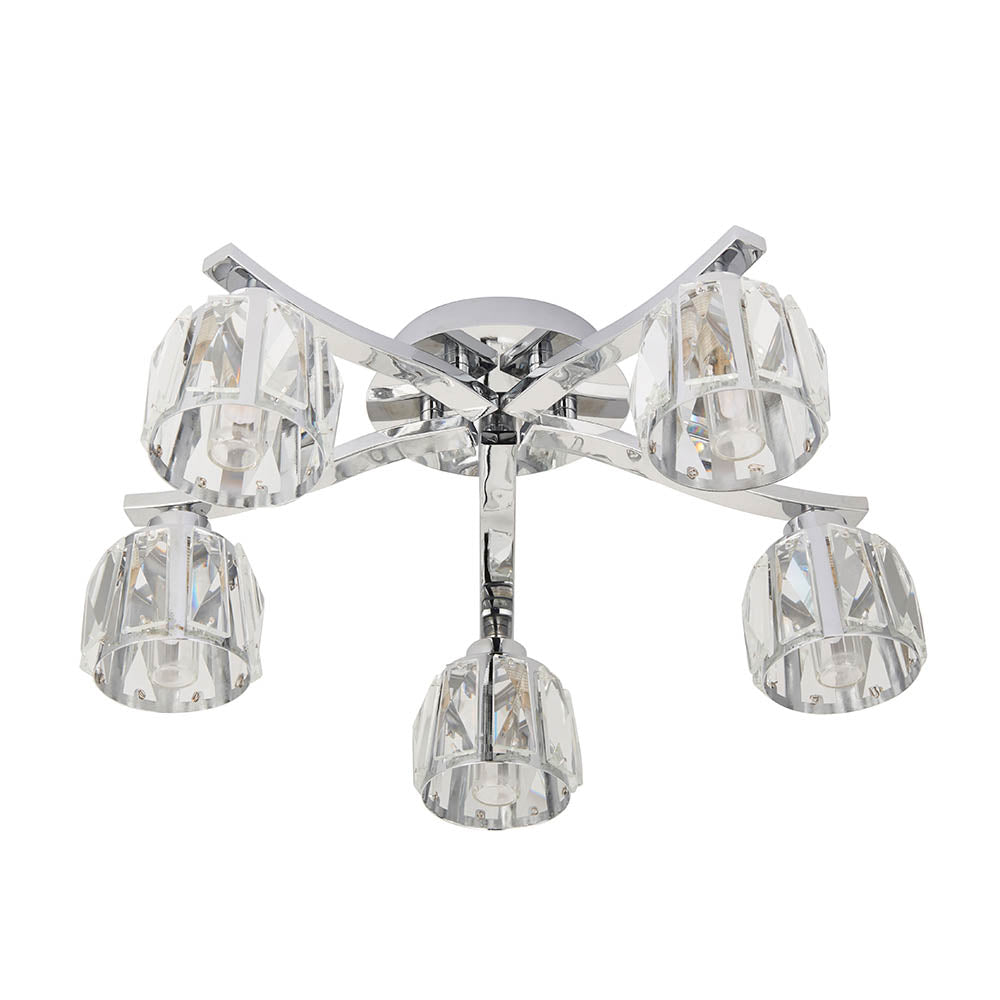Primrose 5Lt Semi-Flush Bathroom Ceiling Light IP44 - Chrome