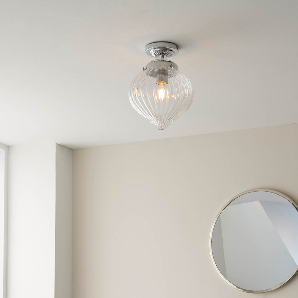 Cheshire Flush Bathroom Centre Ceiling Light IP44 - Chrome