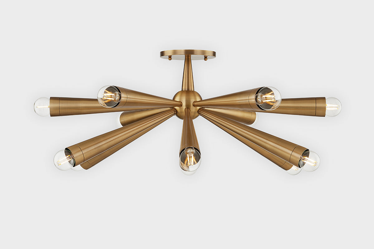Keanu 12Lt Semi Flush - Patina Brass