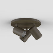 Ascoli Triple Round Flush Light - Bronze/Matt Black/Matt Nickel/Textured White Finish