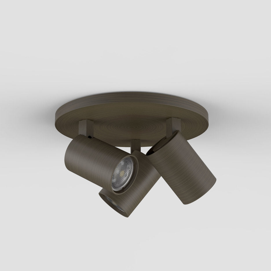Ascoli Triple Round Flush Light - Bronze/Matt Black/Matt Nickel/Textured White Finish