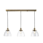 Bartley 3Lt Linear Pendant - Antique Brass & Clear Glass
