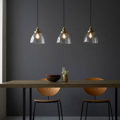 Bartley 3Lt Linear Pendant - Antique Brass & Clear Glass
