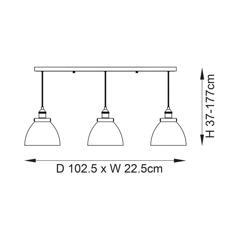 Bartley 3Lt Linear Pendant - Antique Brass & Clear Glass