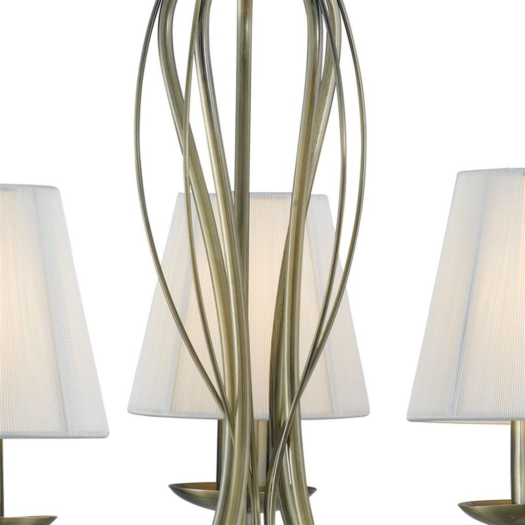 Andretti 5/8Lt Multi-Arm Pendant-Antique Brass & Ivory String Fabric