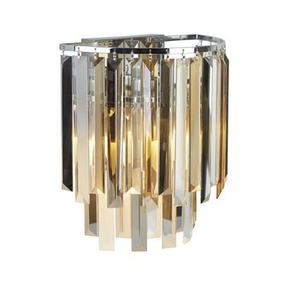 Clarissa 2 Lt Wall Light - Chrome & Glass Prisms
