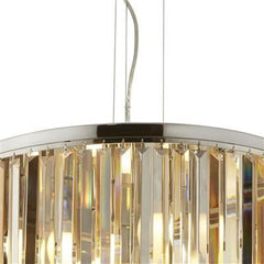 Clarissa 5 Lt Drum Pendant Light - Chrome & Glass Prisms
