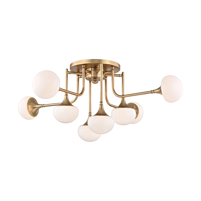 Fleming 8Lt Semi Flush - Aged Brass