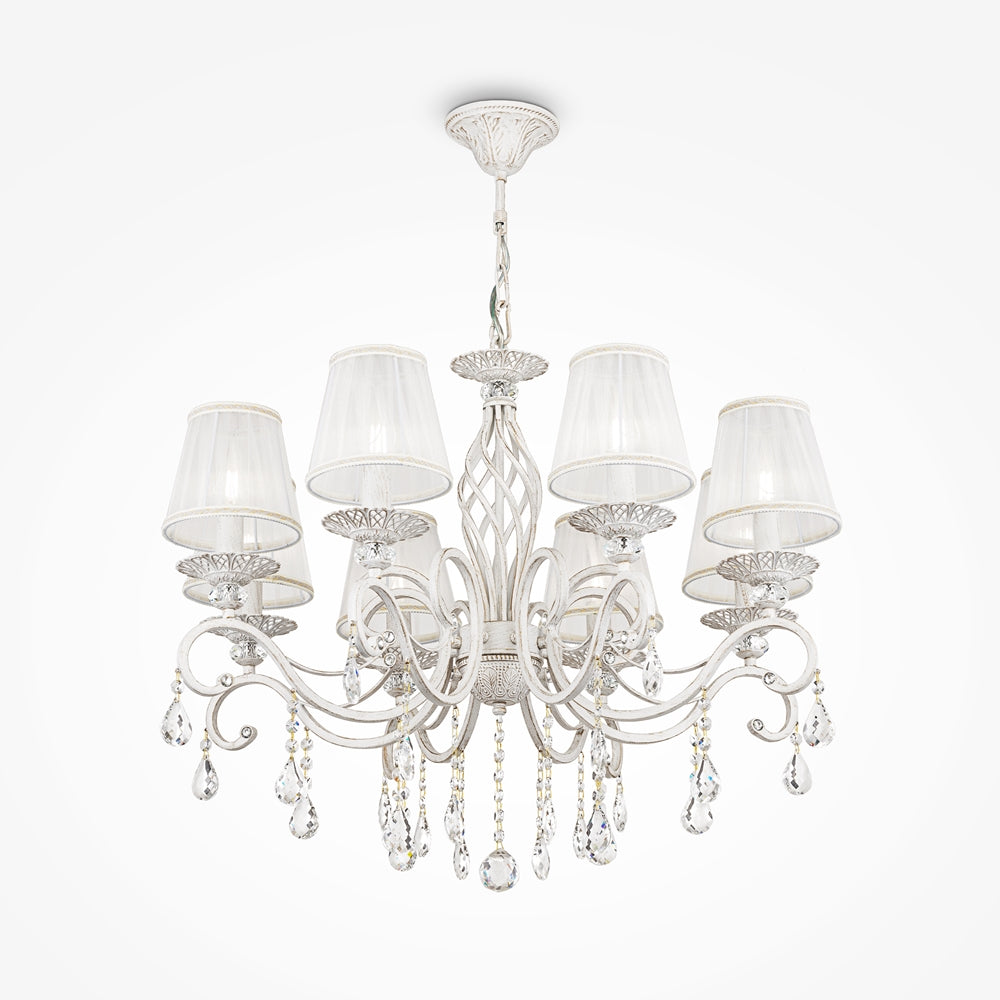 Grace 8Lt Chandelier - White with Gold finish