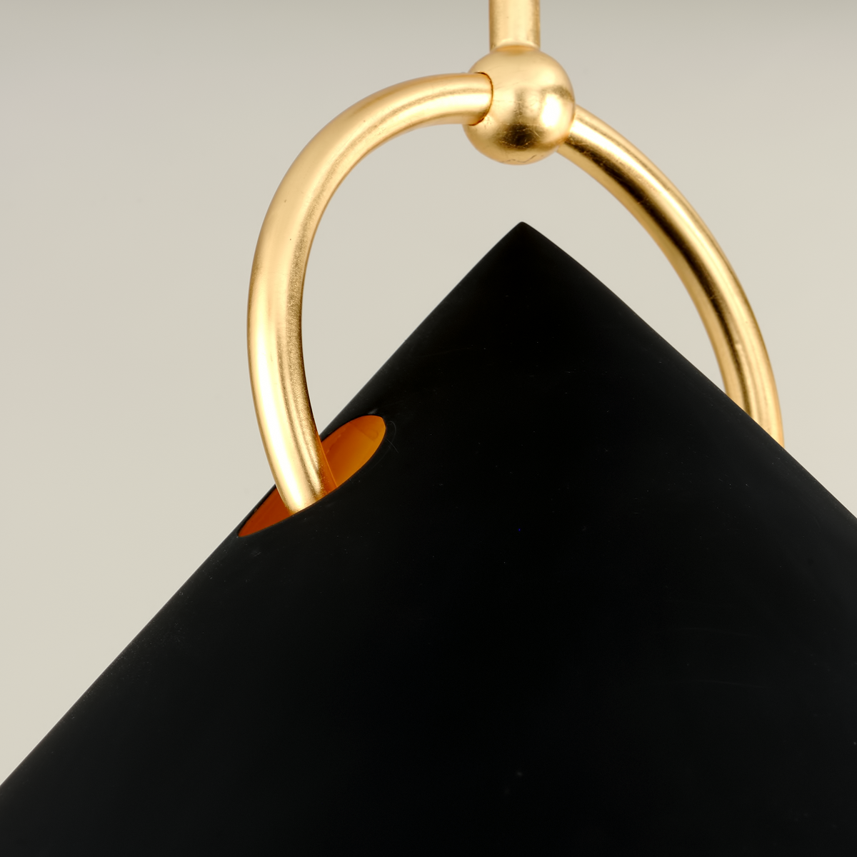Charm 1Lt Pendant - Black & Gold Leaf