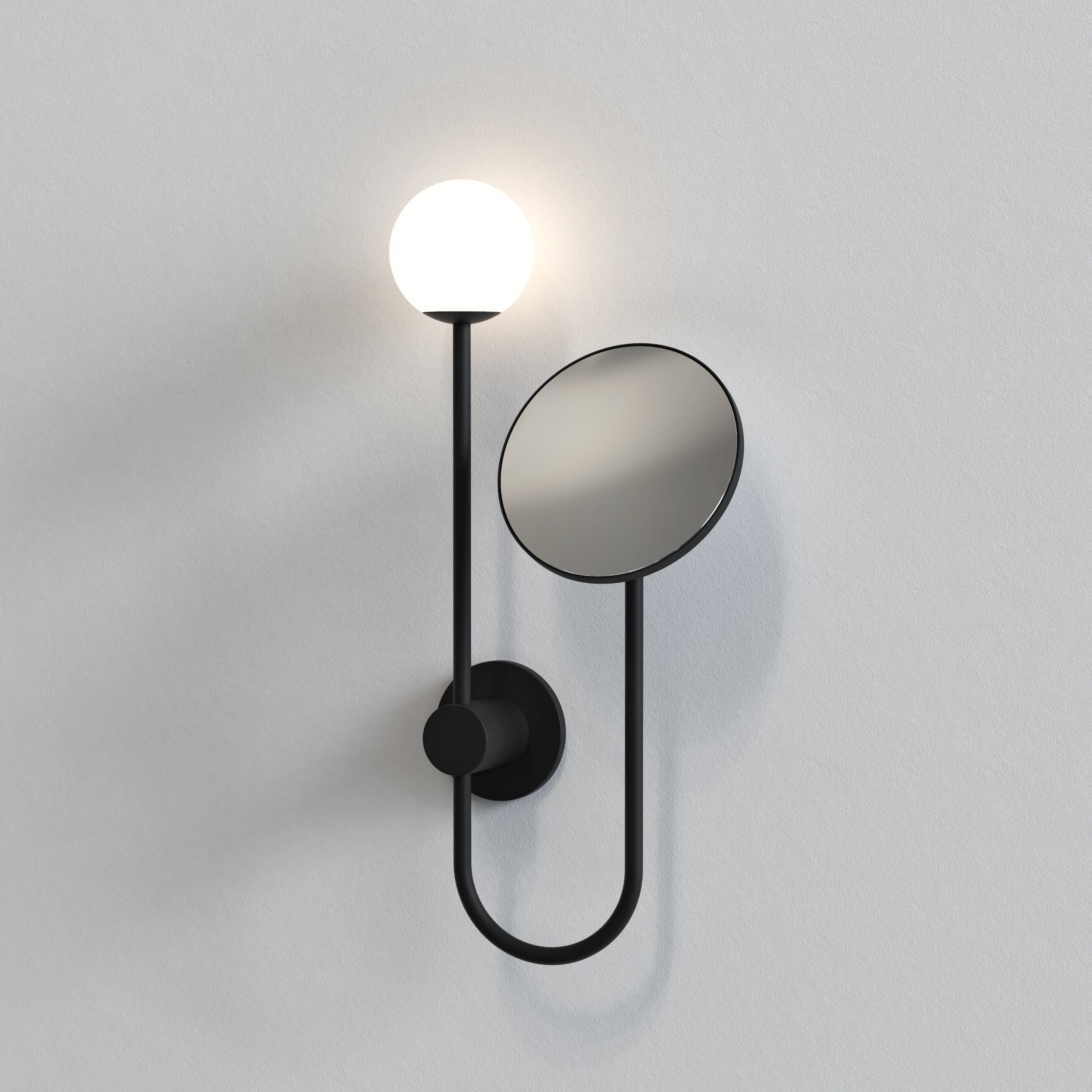 Orb Bathroom Magnifying Mirror- Polished Chrome/ Matt Black