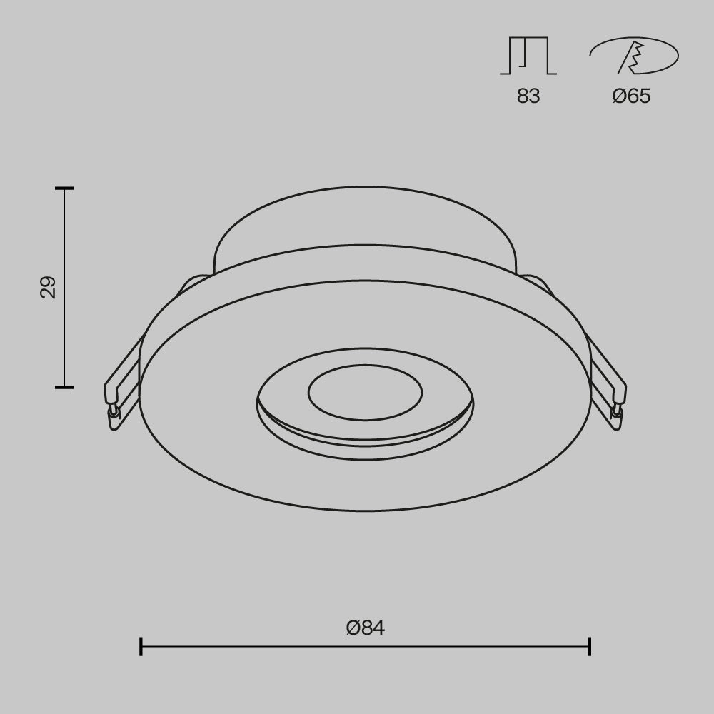 Stark Round/Square Recessed Bathroom Light IP65 - Various Colours