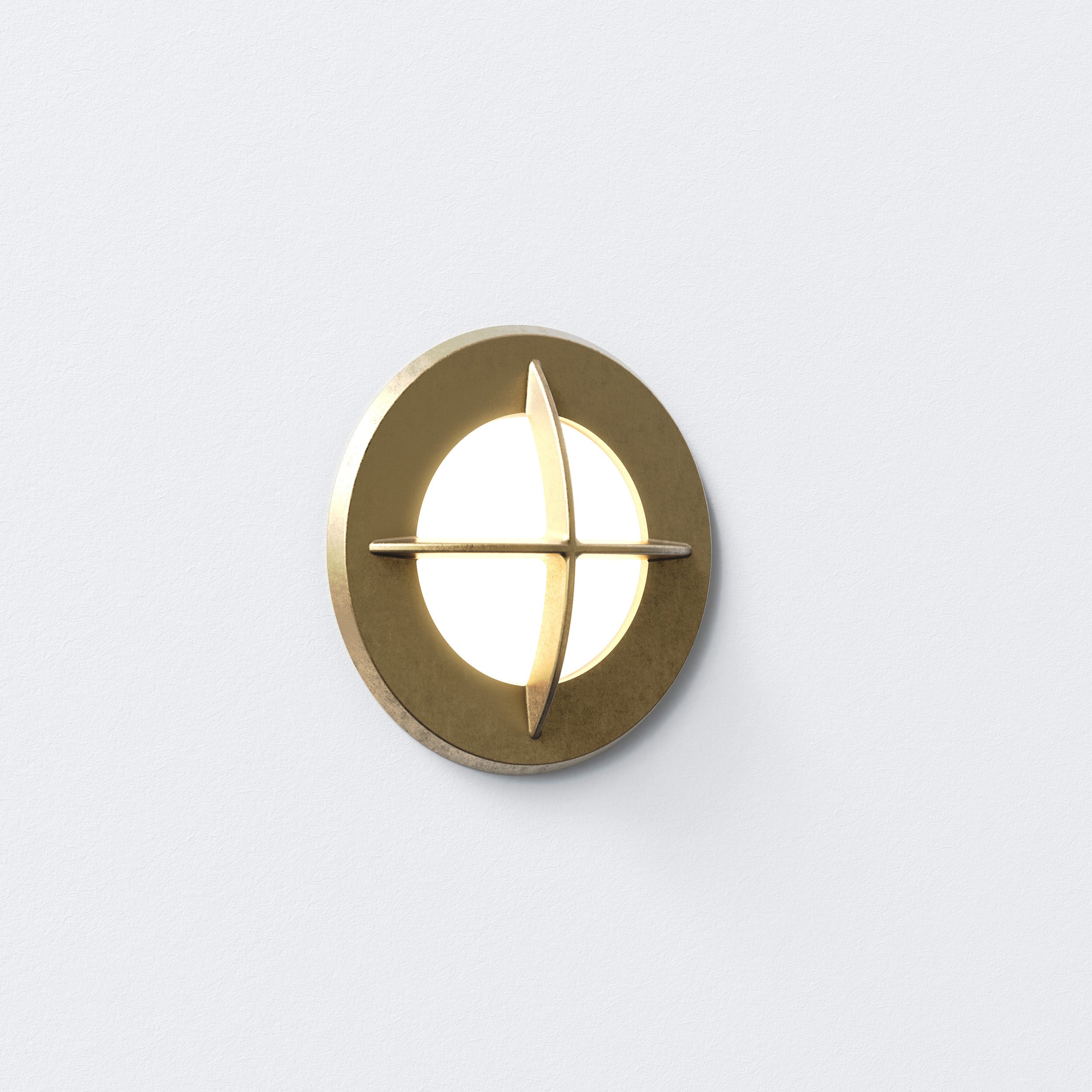 Arran Round/Square Integrated LED IP65 Recessed Wall Light - Solid Brass Finish