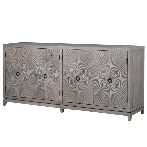 Sunburst Relief 4 Door Pine Sideboard