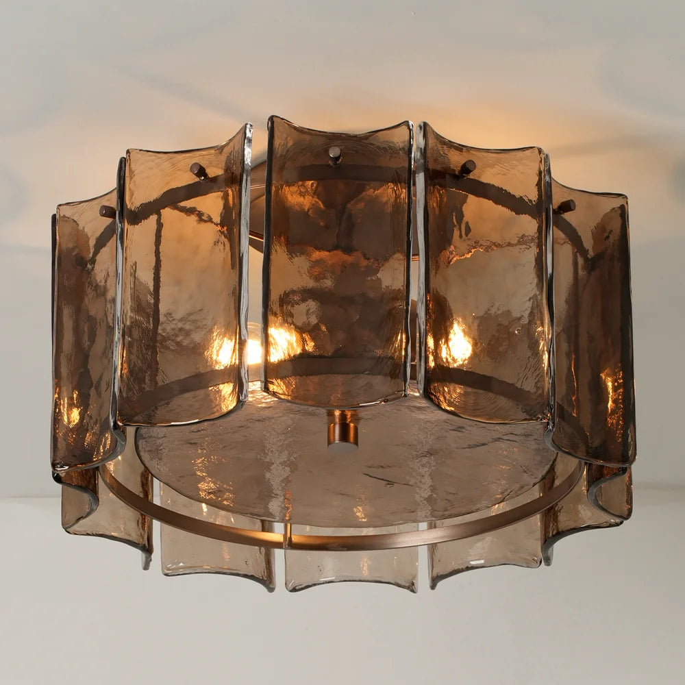 Amberley Round Flush Mount Light  16 Inch - Bronze & Mocha