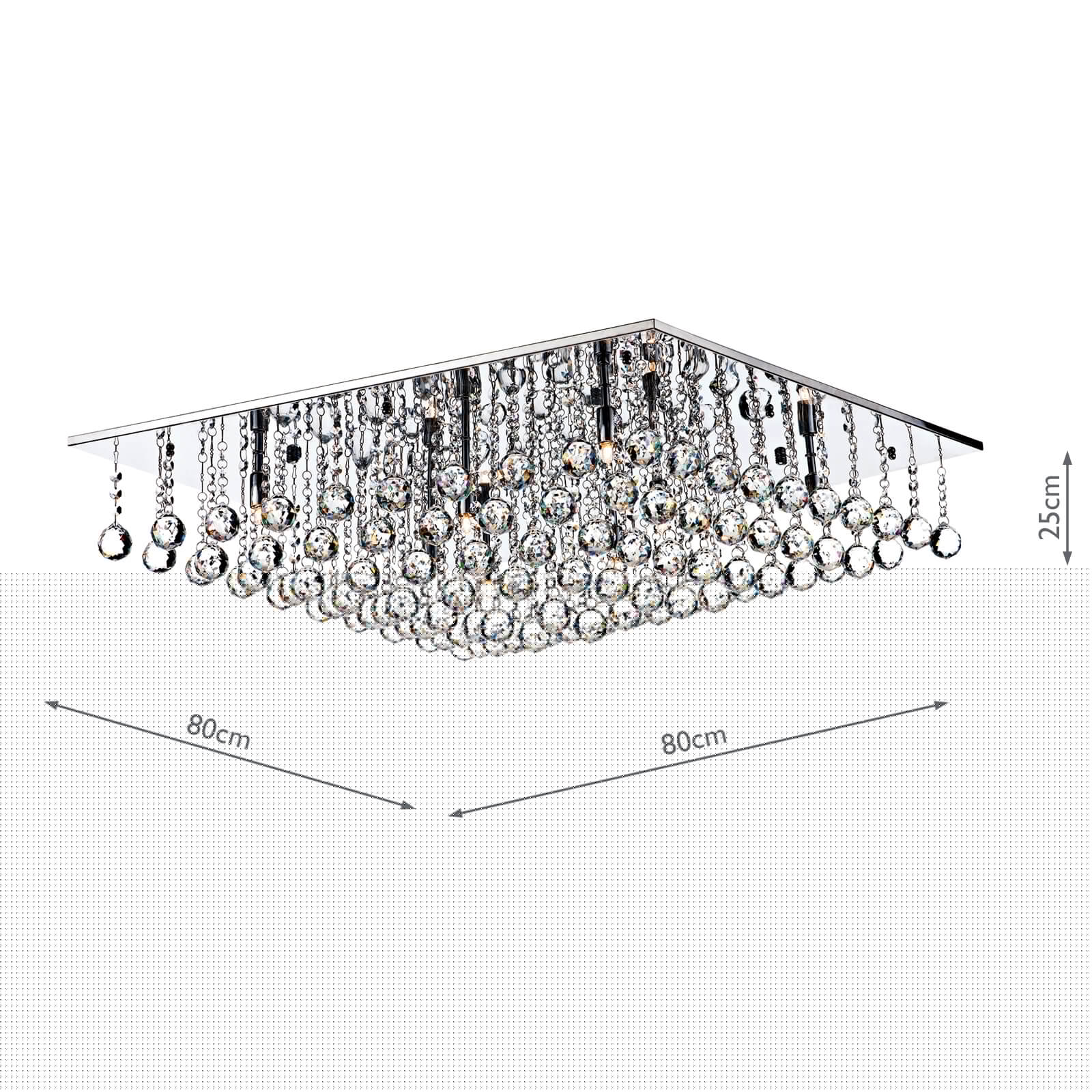 Abacus 4/5/8Lt Square Flush Light - Polished Chrome