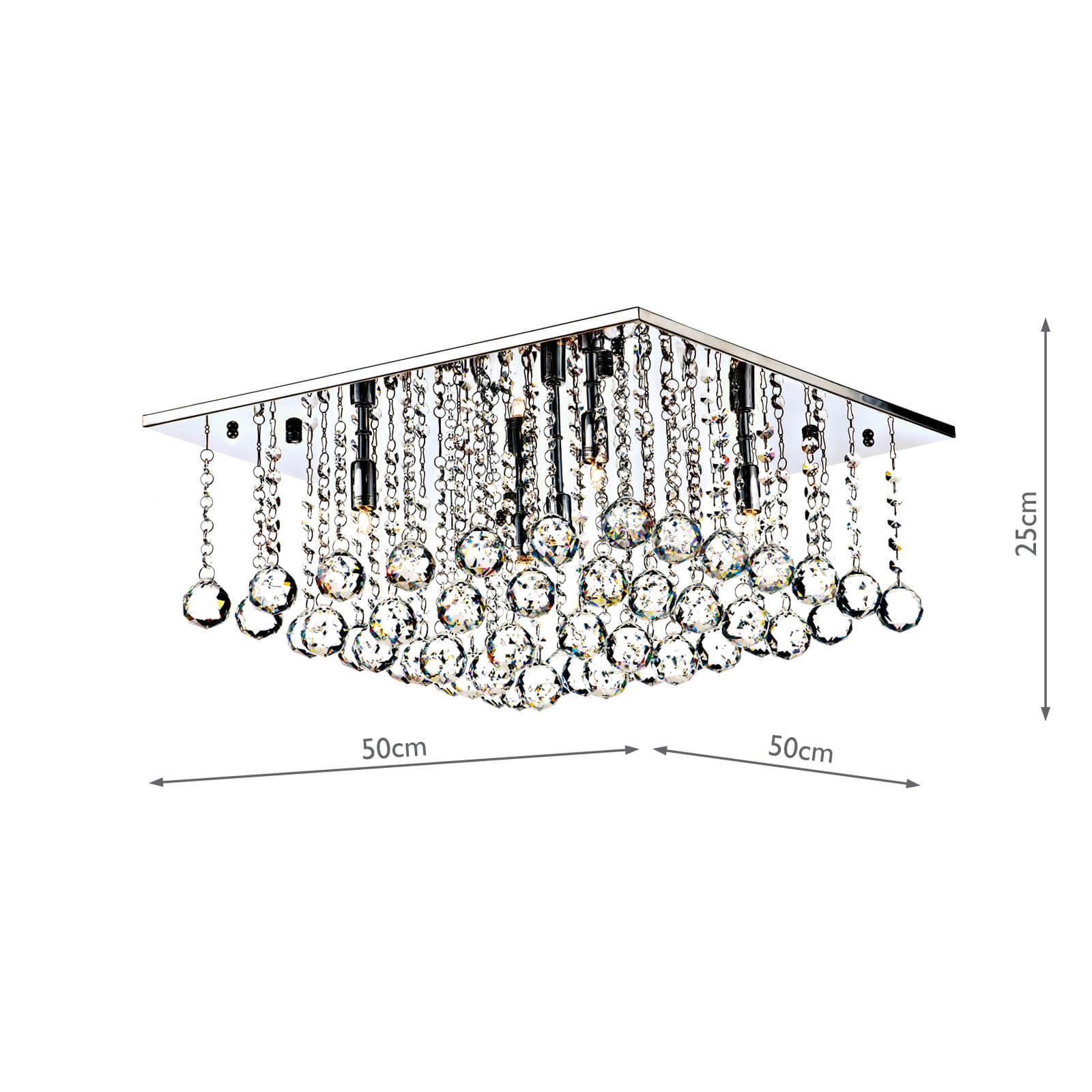 Abacus 4/5/8Lt Square Flush Light - Polished Chrome