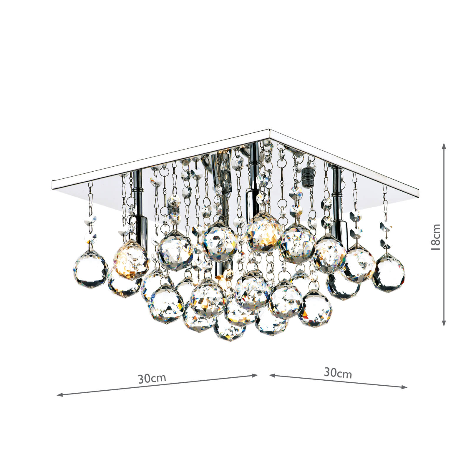 Abacus 4/5/8Lt Square Flush Light - Polished Chrome