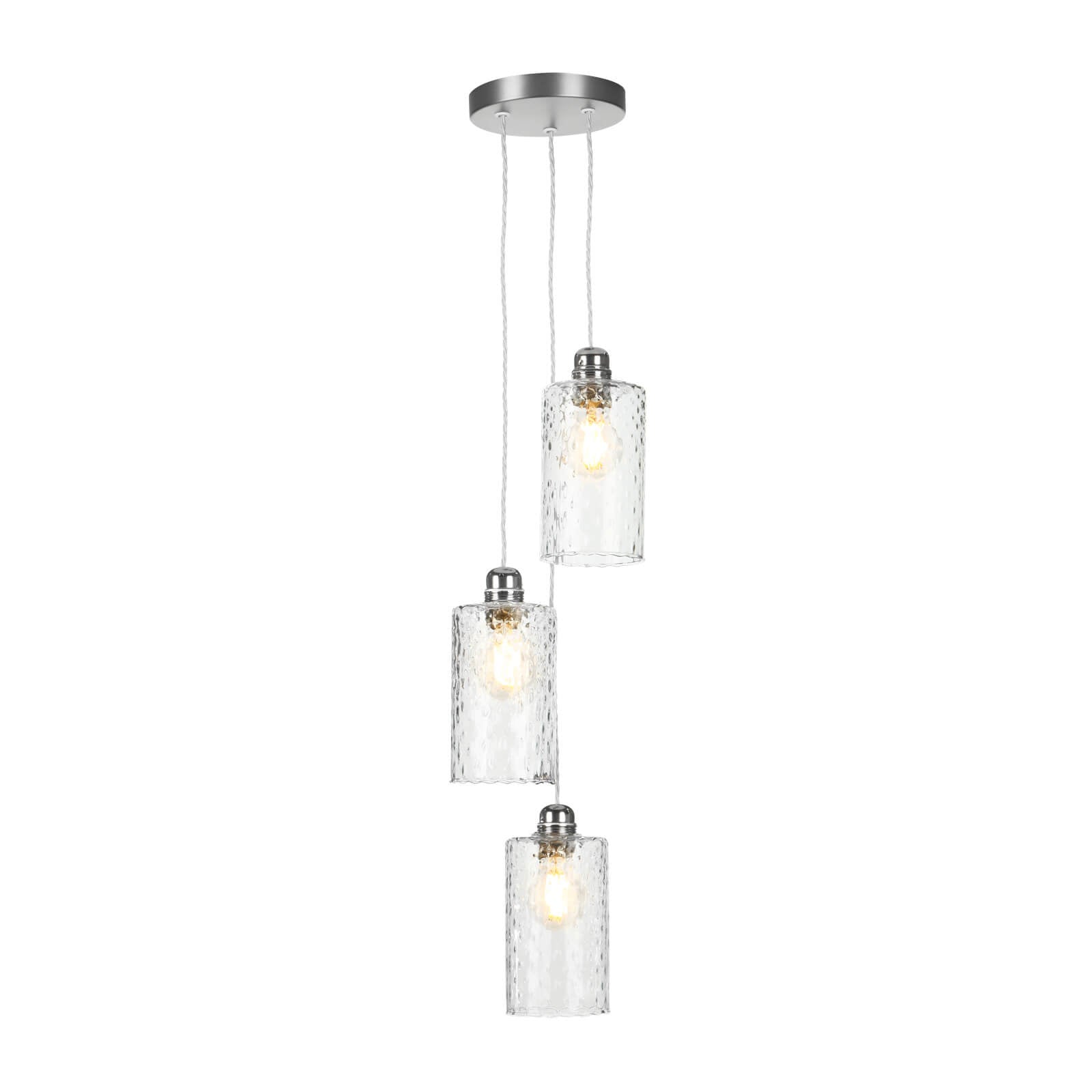 Acton three light suspension in antique brass/Satin Chrome E27