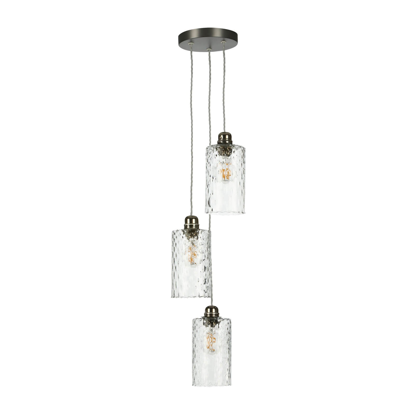 Acton three light suspension in antique brass/Satin Chrome E27