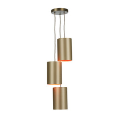 Acton three light suspension in antique brass/Satin Chrome E27