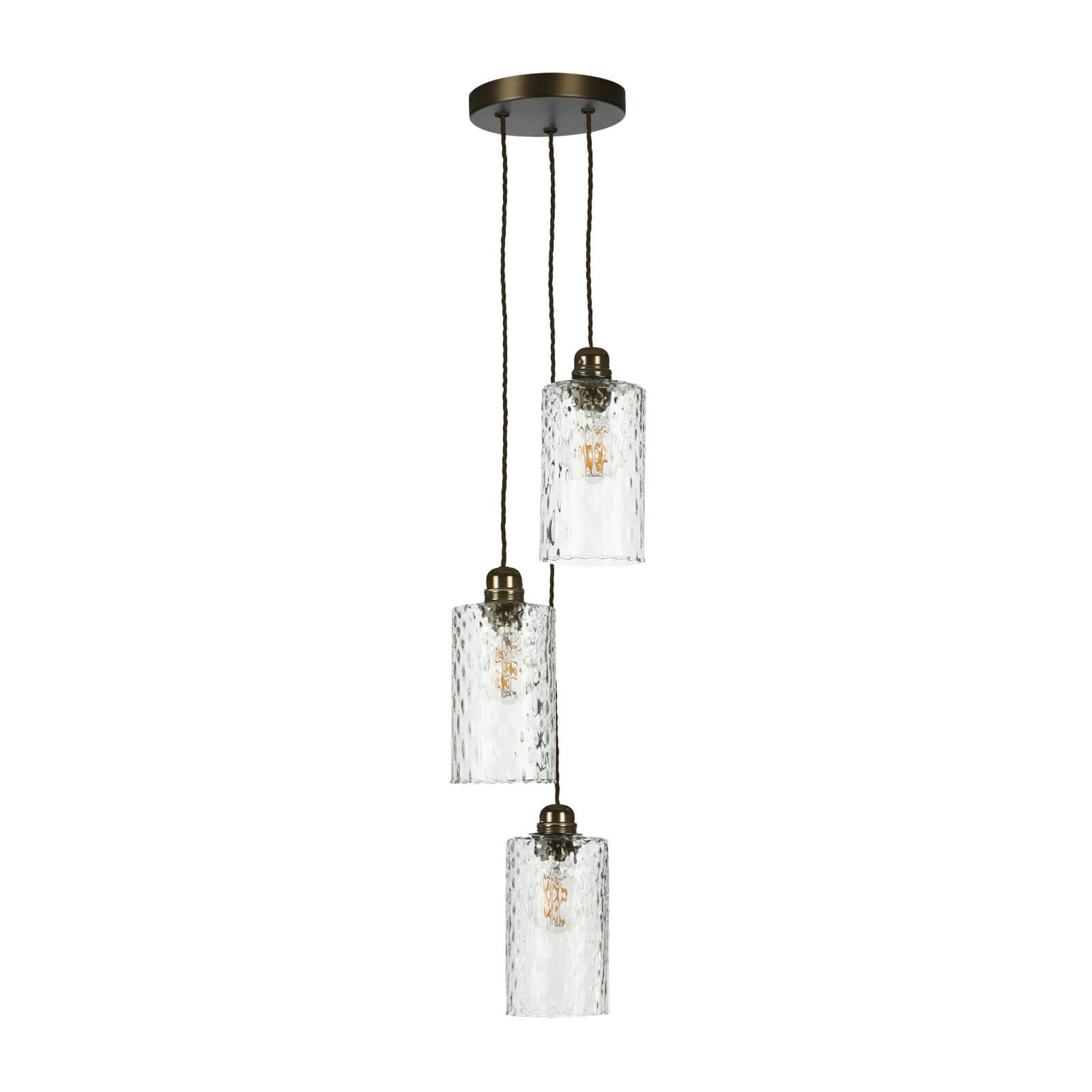 Acton three light suspension in antique brass/Satin Chrome E27