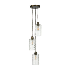 Acton three light suspension in antique brass/Satin Chrome E27