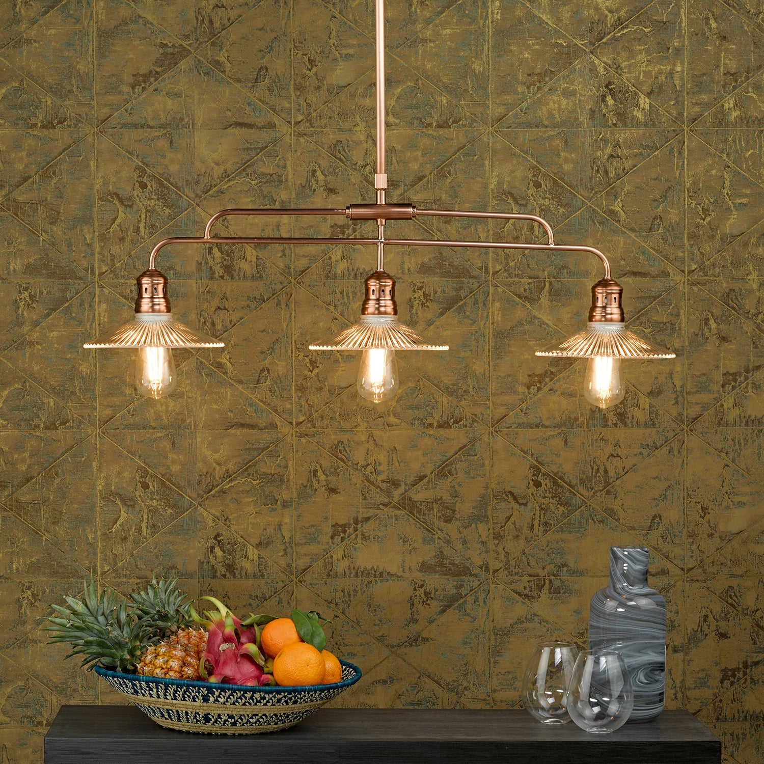 Adeline Kitchen Light Brushed Copper & Glass