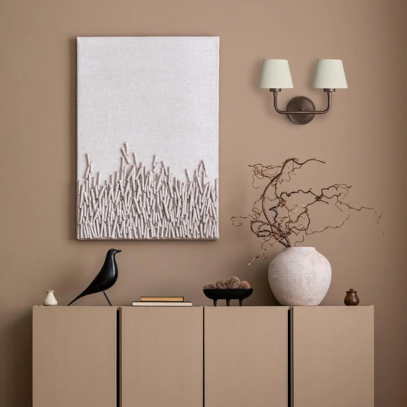 Albany 1/2Lt Wall Light - Natural Cotton Shade