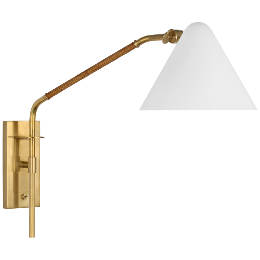 Laken Articulating Wall Light - Brass & Rattan