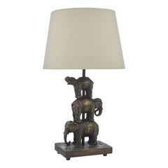 Alina Elephant Table Lamp Antique Bronze With Shade E14