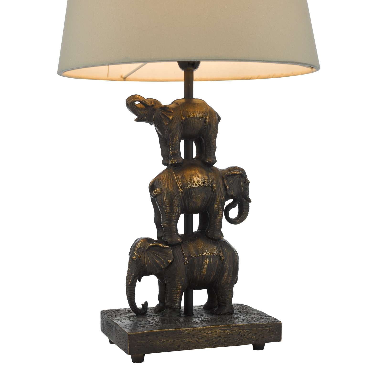 Alina Elephant Table Lamp Antique Bronze With Shade E14