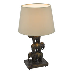 Alina Elephant Table Lamp Antique Bronze With Shade E14