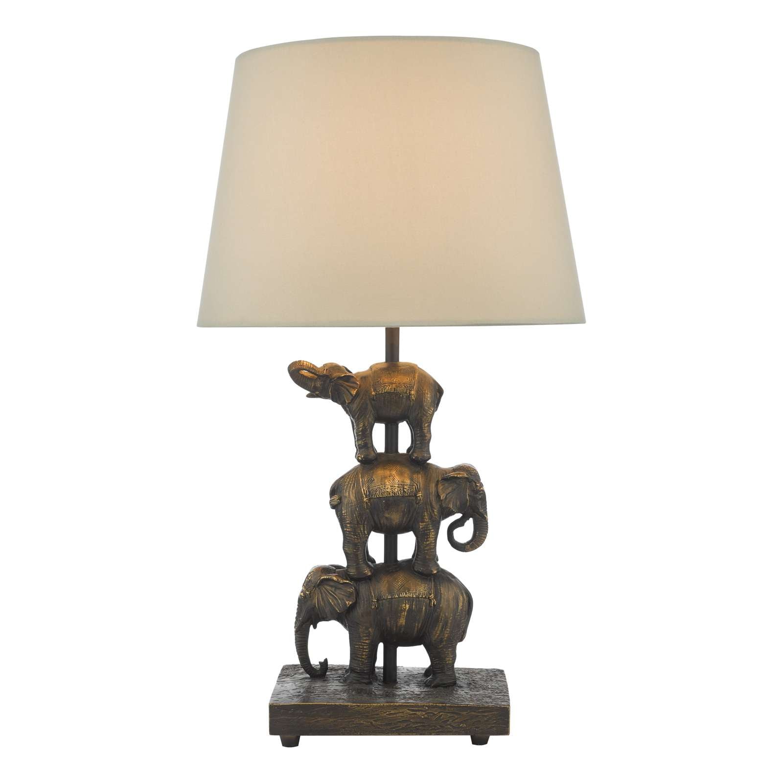 Alina Elephant Table Lamp Antique Bronze With Shade E14