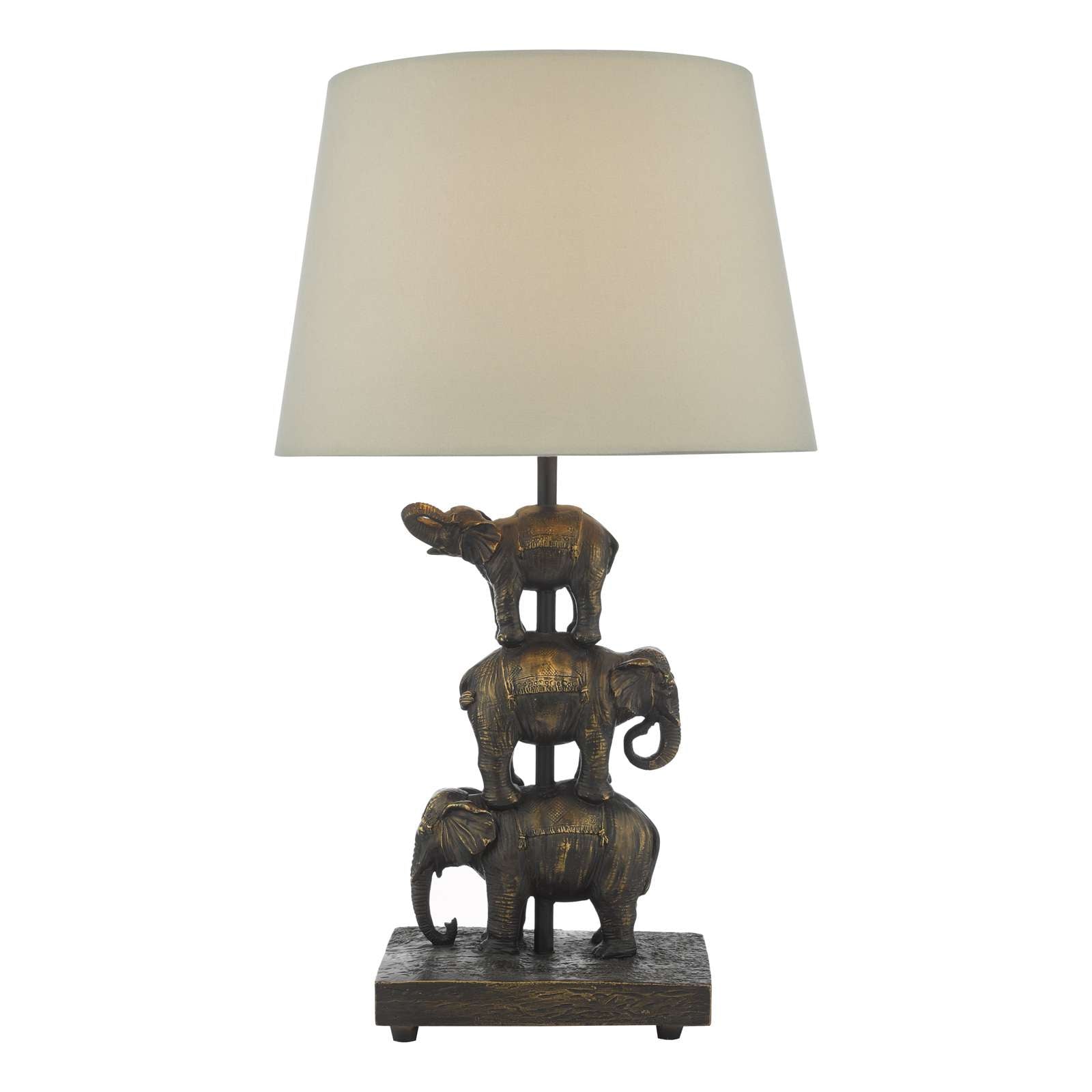 Alina Elephant Table Lamp Antique Bronze With Shade E14