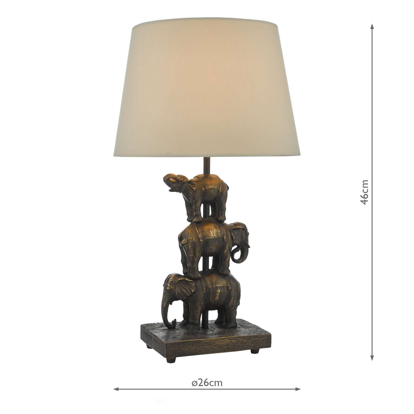 Alina Elephant Table Lamp Antique Bronze With Shade E14